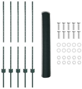 Postes de Cerca vidaXL 5 pcs U-Channel Verde 100 cm Aço