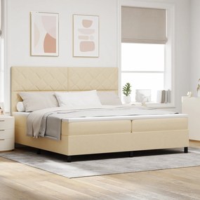 vidaXL Cama Box Spring com Colchão Creme 200x200 cm Tecido