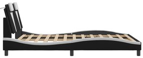 Estrutura cama c/ luzes LED 120x200cm couro artif. preto/branco