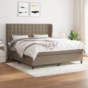 vidaXL Cama com molas/colchão 180x200 cm tecido castanho-acinzentado