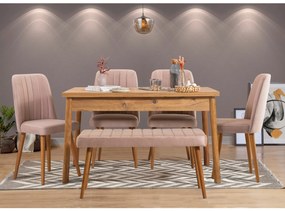Conjunto de Mesa e Cadeiras Costa – Pinho Atlântico – Mesa: 120x77x75