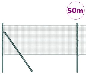 Cerca de Arame Soldado com 13 Postes Verde 0.5x50 m Aço