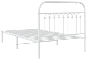 Estrutura de cama com cabeceira 100x190 cm metal branco