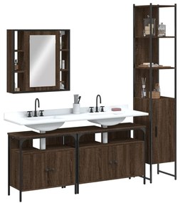vidaXL 4 pcs conj. móveis wc derivados de madeira carvalho castanho