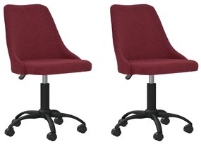 vidaXL Cadeiras de jantar giratórias 2 pcs tecido vermelho tinto