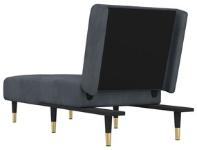 Chaise longue veludo cinzento-escuro