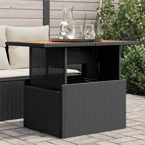 vidaXL Mesa de jardim 100x55x73 cm vime PE e madeira de acácia preto