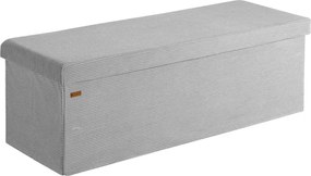 Banco dobrável em cordão macio com espaço de arrumação 114 x 38 x 38 cm Cinzento