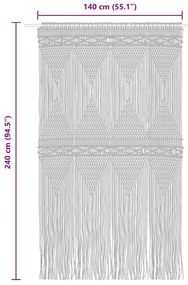 Cortina em macramé 140x240 cm algodão antracite