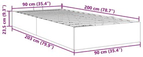 Ottoman Bed Frame No Colchão Azul Escuro 90x200 cm Veludo