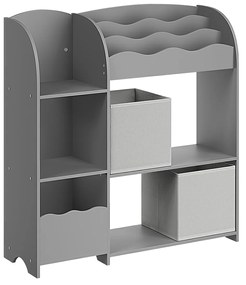 Estante para crianças com 2 caixas para brinquedos e livros 30 x 93 x 100 cm Cinzento