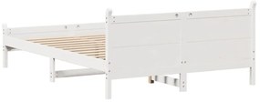 Cama sem colchão 160x200 cm madeira de pinho maciça branco