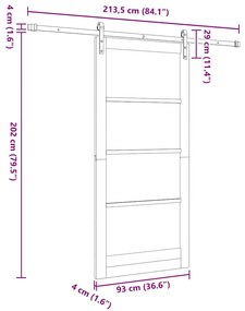 Porta Deslizante com Conjunto de Ferragens 'ORKDAL'Branca 93x202 cm