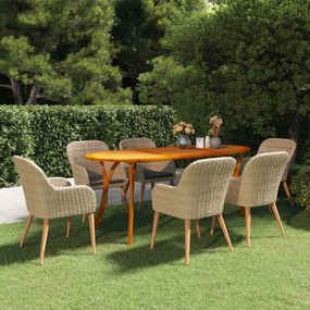 vidaXL 7 pcs conjunto de jantar para jardim castanho