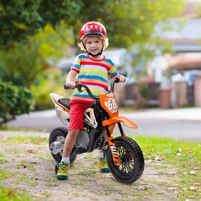 Moto elétrica para crianças, moto de motocross para crianças dos 3 aos 6 anos, 2 motores, 12 V, velocidade máxima de 5 km/h, 107 x 56 x 70 cm, cor lar