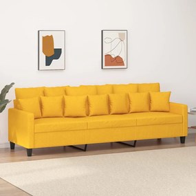 vidaXL Sofá de 3 lugares 210 cm tecido amarelo-claro