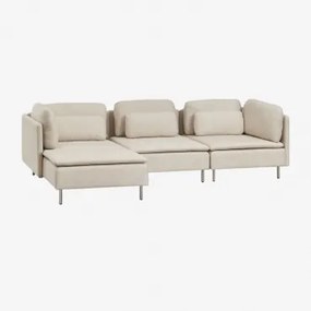 Sofá Modular Oriol De 3 Peças Com Chaise Longue Lateral Esquerda E Unidade De Canto Espreguiçadeira Com Apoios De Braços & Tecido Creme Bege - Sklum