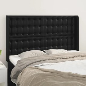 Cabeceira de cama c/ abas couro artif. 147x16x118/128 cm preto