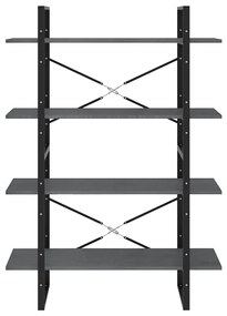 Estante com 4 prateleiras 100x30x140 cm pinho maciço cinzento
