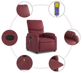 Poltrona massagens reclinável couro artificial vermelho tinto