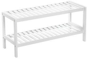 Prateleira de bambu natural em 2 níveis para sapatos | SONGMICS | 70 x 26 x 33 cm | branco | LBS02WT.