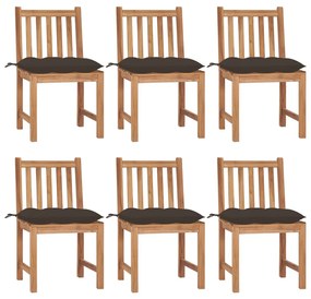 vidaXL Cadeiras de jardim 6 pcs c/ almofadões madeira de teca maciça