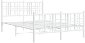 Estrutura de cama com cabeceira e pés 140x190 cm metal branco