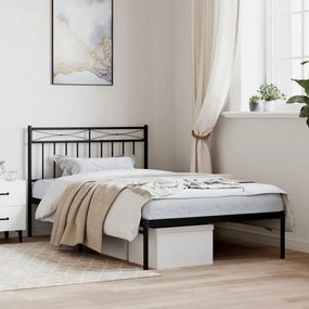 vidaXL Estrutura de cama com cabeceira 100x200 cm metal preto