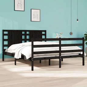 vidaXL Estrutura de cama 140x200 cm madeira de pinho maciça preto