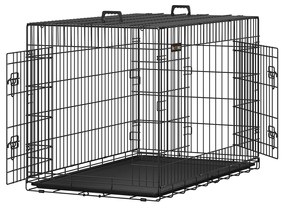 Gaiola dobrável para cães XXL com duas portas | FEANDREA | 122 x 74,5 x 80,5 cm | preto | PPD48H.