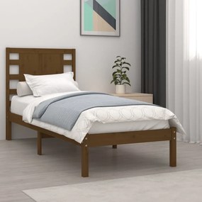 Estrutura cama de solteiro 90x190cm madeira maciça castanho mel