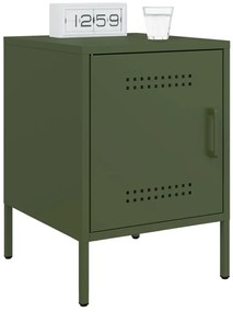 Mesas de cabeceira 2 pcs 36x39x50,5 cm aço verde azeitona