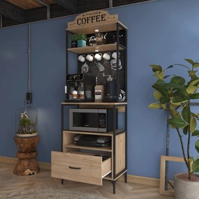 Armário Alto de Cozinha "Auri" - 70 x 190,8 x 40 cm - Nogueira - Desig