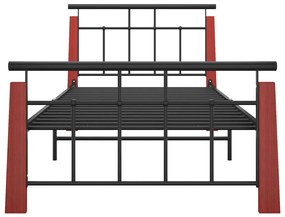 Estrutura de cama 100x200 cm metal/madeira de carvalho maciça