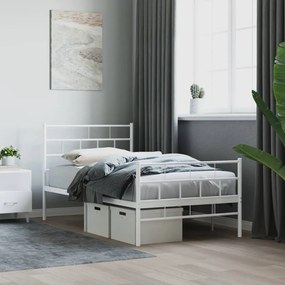 Estrutura de cama com cabeceira e pés 80x200 cm metal branco