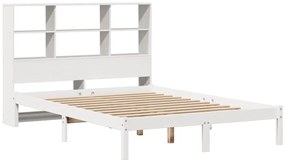 Cama com estante sem colchão 140x200 cm pinho maciço branco