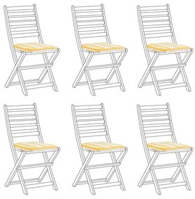 Conjunto de 6 almofadas para cadeira às riscas amarelas e brancas TOLVE Beliani