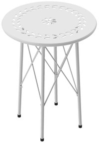 Outsunny Mesa Jardim Redonda Varanda Ø40x50 cm Pés Ajustáveis Estrutura Forma X Exterior Interior Resistente Branco | Aosom Portugal