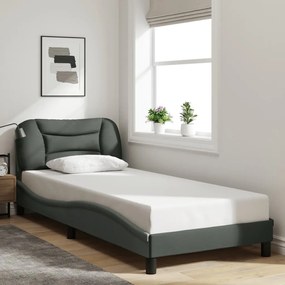Estrutura de cama sem colchão 80x200 cm tecido cinzento-escuro