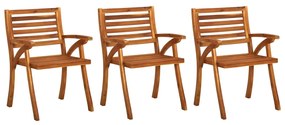 Cadeiras de jardim 3 pcs madeira de acácia maciça