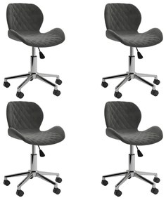vidaXL Cadeiras de jantar giratórias 4 pcs veludo cinzento-escuro