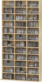 Estante para CD/DVD, 102 x 23,5 x 195 cm, 36 Compartimentos, cor Carvalho