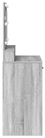 Mesa de Maquiagem vidaXL com Luzes LED Cinza Sonoma 79x41x135 cm