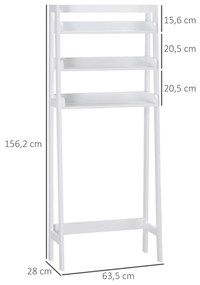 Prateleiras sobre Sanita Prateleiras de Armazenamento para Casa de Banho Lavanderia Estilo Moderno Anti-Tombo 63,5x28x156,2cm Branco