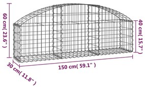 Cesto gabião arqueado 150x30x40/60 cm ferro galvanizado