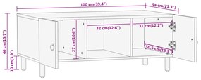 Mesa de centro 100x54x40 cm madeira de mangueira maciça