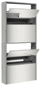 Sapateira com espelho 4 divisórias 63x17x134 cm cinza sonoma
