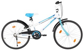 vidaXL Bicicleta de criança roda 24" azul e branco
