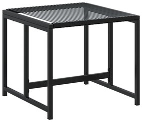 9 pcs conjunto de jantar para jardim vime PE preto