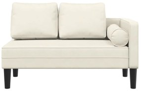 Chaise lounge com almofadões veludo creme